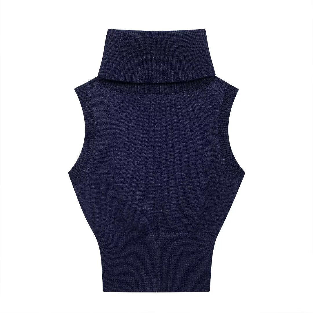 Stand Collar Knitted Vest